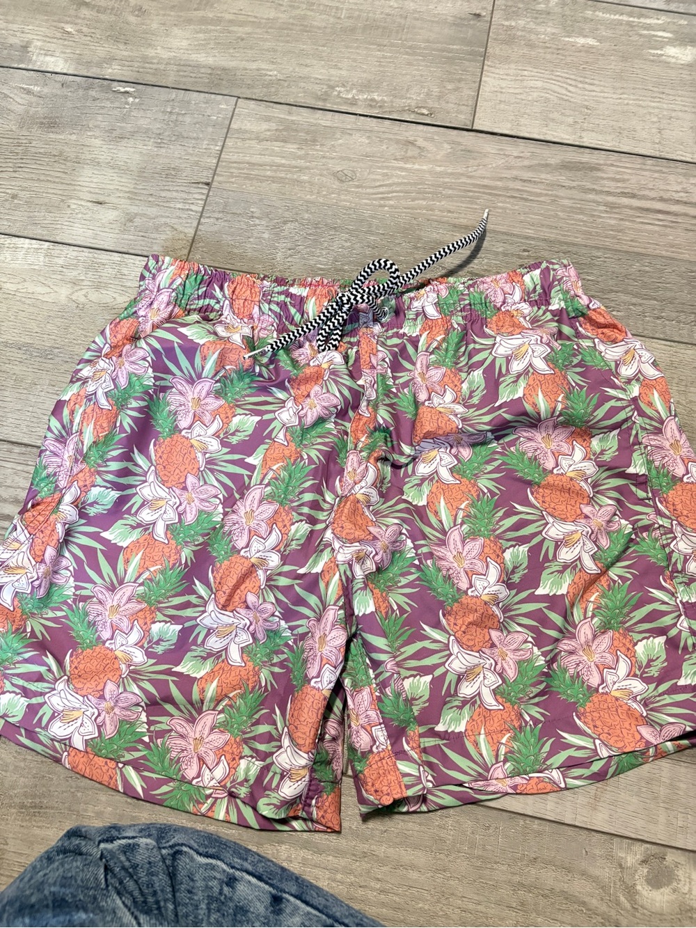 Men's Purple Pineapple Floral Swim Trunks
